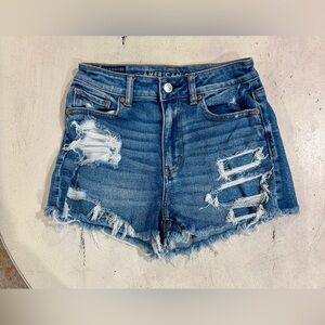 American Eagle Outfitters Women's Ripped Blue Jean Shorts